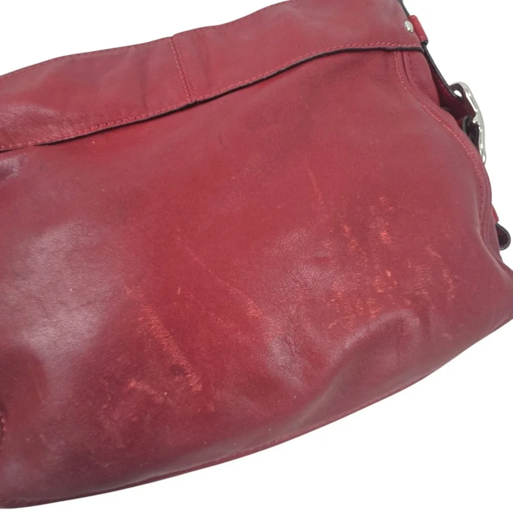Coach Vintage Red Leather Zoe Hobo Shoulder Bag Slouchy Y2K Purse F12671 READ!